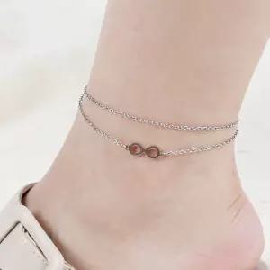 A572 두줄 뫼비우스 하트 써지컬 스틸 2줄 체인 발찌 실버 데일리 포에버 러브 여자 여성 무알러지 패션 악세사리 고양이 강아지 목걸이 발찌 선물 사이즈주문제작가능