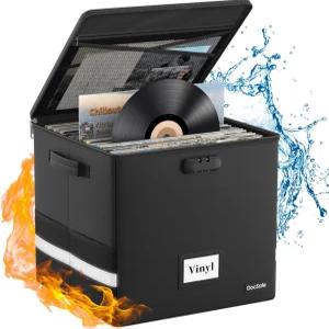 잠금장치가 있는 DocSafe 비닐 레코드 보관함 100개 이상의 단일 위한 내화 및 방수 정리함 귀중한 앨범