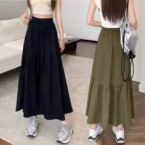 [하프클럽/]데일리 밴딩 스커트 캉캉 셔링 롱 치마