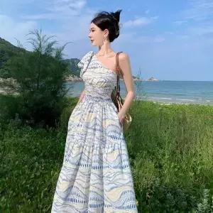 [하프클럽/옷자락]여자 바캉스 휴양지 스모크 원피스