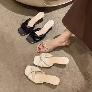 인기상품 트위스트 스트랩 뮬슬리퍼 여성 데일리 하이힐 샌들슈즈 [WFKUVWN_260414]