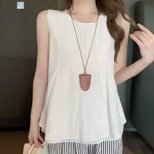 [페이릿][페이릿] 라나 여리 밑단 루즈핏 레이어드 A라인 플레어 민소매 블라우스