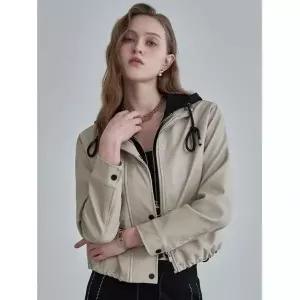 르니앤맥코이 저지 후드 블록 페이크레더 점퍼 MM04JP002HJY