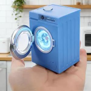 1 12 스케일 인형의 집 미니어처 세탁기 뚜껑과 배수관이 있는 실제 회전 드럼 마이크로 조경 장식