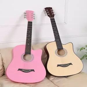 초보자 기타 핑크 어쿠스틱 입문용 38인치 포크 우드 미니 클래식 여행용 연습