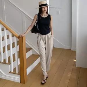 [옷자락]여자 허리밴딩 소프트 찰랑 핀턱 배기팬츠