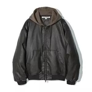 매장정품 파르티멘토 PARTIMENTO 레이어드 후드 레더 퀄티드 자켓 브라운 PY-25351 BR 686865