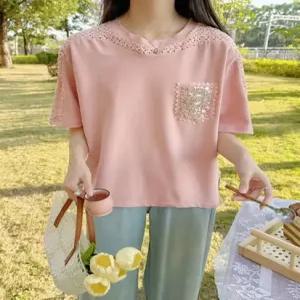 에스피 레이스 반팔 스판 면티셔츠_M4710