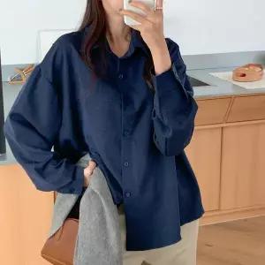 [하프클럽/옷자락]여자 오피스룩 루즈핏 솔리드 가을남방 힙커버 셔츠