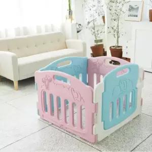 베이비룸 아기울타리 아기안전가드 놀이방 안전가드 4P 코끼리 디자인 핑크톤