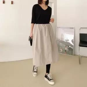 [옷자락]여자 밴딩 벌룬 절개 포인트 치마레깅스