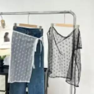 [옷자락]여자 시스루 랩 커버 레이어드 오간자 스커트