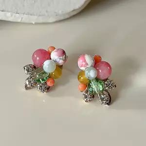 슐리 핸드메이드 볼드 원석 꽃귀걸이