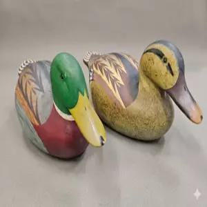 동양엔틱~ [Heritage Collection] 장인의 혼이 담긴 핸드메이드 목조 청둥오리(바닥 낙관참조)