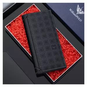 윌리엄폴로 신사용 심플 격자무늬 엠보싱 장지갑갑 비즈니스갑 지갑 PVC갑 로지갑 로남성