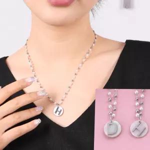 N252 다나에 써지컬 스틸 체인 목걸이 펜던트 진주 볼 자개 이니셜 레이어드 실버 무알러지 데일리 패션 악세사리 주얼리 목걸이 선물용