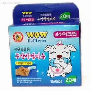 와우 이크린 애견 구강 청결티슈 20매 핑거칫솔 반려동물위생 고양이양치