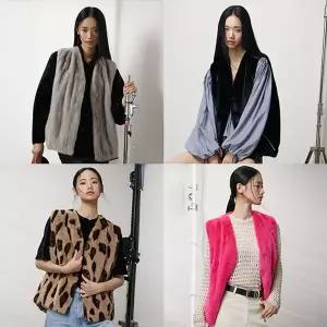 [하프클럽/유로컬렉션] 20만원 가격인하 유로컬렉션 휘메일 풀스킨 밍크 브이넥 베스트(25년 신상)