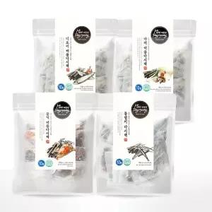 [해통령]해물 다시팩 150g 4종 세트 디포리/야채/꽃게/통멸치 (10개x4팩)