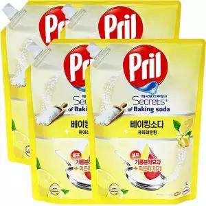 프릴 시크릿 오브 베이킹소다 주방세제 퓨어레몬향 리필 1L 4개