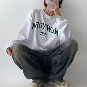 [하프클럽/]여자 대학생 봄긴팔티 심플 박스핏 코튼 회색 맨투맨