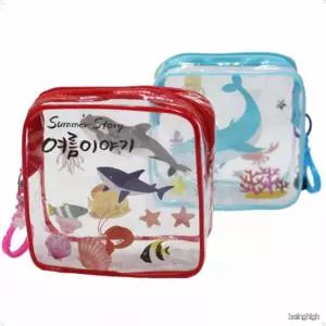 어린이 여름방학 단체 만들기 투명 미니 파우치 꾸미기 스티커 DIY 세트