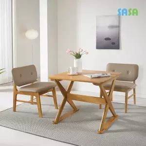 데코라인(매장상품) 스퀘어 원목 2인 낮은 식탁세트