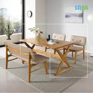 데코라인(매장상품) 스퀘어 원목 4인 낮은 식탁세트