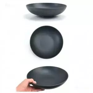 블랙 멜라민 한정식 대접 면기 샐러드 접시 면그릇 비빔밥 그릇 지름 21.9cm 11호