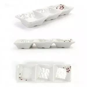 멜라민 3칸 종지 찬기 반찬그릇 초장 간장 와사비 소스 양념 그릇 길이 25cm 12호