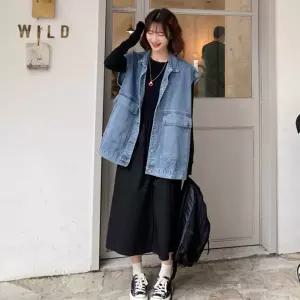 데님뷔스티에탑 뷔에스트 여름청조끼