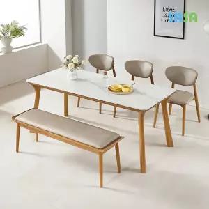 (E)데코라인 라운지 원목세라믹 6인식탁(의자3+벤치1)