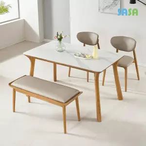 (E)데코라인 라운지 원목세라믹 4인식탁(의자2+벤치1)