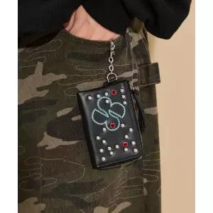 (국내매장정품) HOODHOOD FXXK 스터드 레더 카드 지갑 HDBE04AC21BK 196745