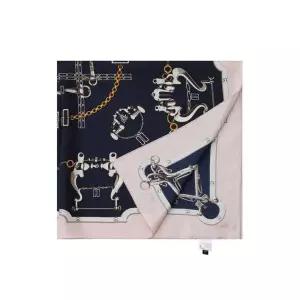 [롯데백화점]닥스 액세서리 선물포장 네이비 프린트 실크 사각 스카프 DCSC8E021N2