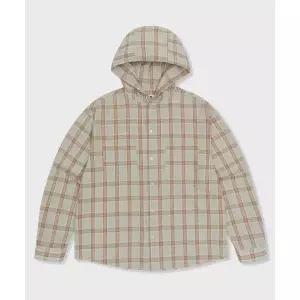 (국내매장정품) GLW 오버핏 체크 후드 셔츠 베이지 GS07BE 197718