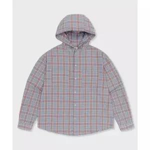 (국내매장정품) GLW 오버핏 체크 후드 셔츠 블루 GS07BL 197991