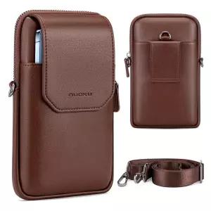 Nuoku 벨트 루프가 있는 폰 홀스터 스몰 비건 가죽 휴대폰 크로스바디 지갑 숄더백 여권 파우치 아이폰 17/