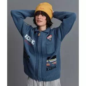 (국내매장정품) 코닥 KODAK 골드모먼트 아카이빙 니트 집업 자켓 BLUE K6123LKO11BLU 202361
