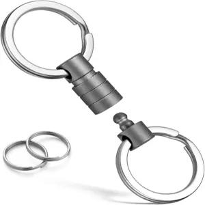 FEGVE 티타늄 퀵 릴리스 스위블 키 체인 4개의 링이 있는 분리형 헤비 듀티 자동차 홀더 낙하