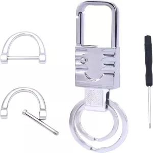 키 체인 퀵 릴리스 봄 링 2개와 분실 방지 실버 스마일 디자인의 남녀용 헤비 듀티 자동차 정리함