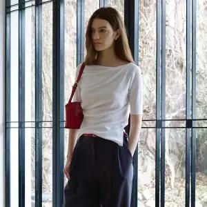 [온앤온](강남점) 보트넥 셔링 반팔 티셔츠 NEW6ME207