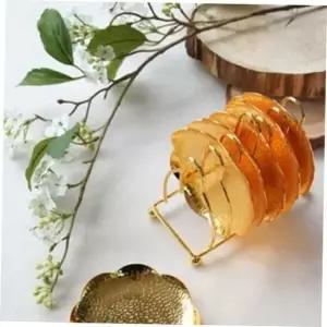 7P세트 코스터 골드플라워 컵받침 물컵 받침대