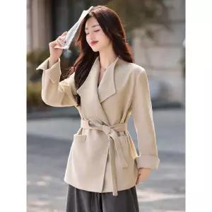 솜브레로스 모직 여자 하프 가을 레이스업 터틀넥 코트 DOS3