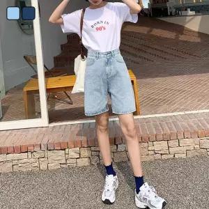 [리빌모아]여자 베이직 하이웨스트 데님 청 반바지 DMOW-PTH-SOHSWDP043