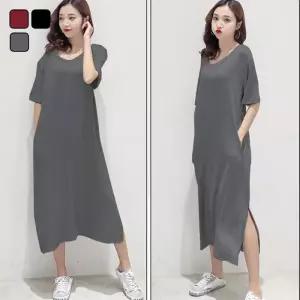 [리빌모아]여자 홈웨어 옆트임 브이넥 반팔 롱 원피스 DHTW-OPH-SN1849580