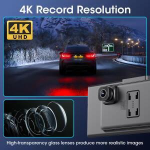 T390D 11.26인치 4K CarPlay  안드로이드 호환 오토 블랙박스 QLED 인셀 스크린 듀얼 녹화 야간 시야 5G