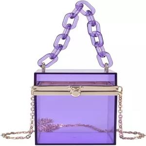 QZunique 여성용 귀여운 큐브 모양 핸드백 매직 숄더백 클러치백 슈퍼 롱 숄더 스트랩 포함