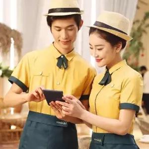 레스토랑 웨이터 식당 호텔 서빙복 유니폼 단체복 앞치마 베이커리 여름 종업원 바리스타