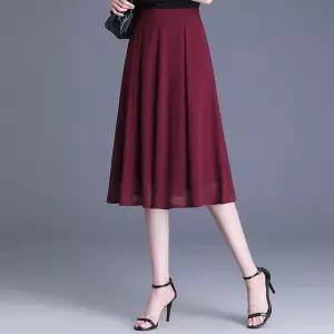 M1 치마 스커트 하프 미디 여름 이성 쉬폰치마 쉬폰 A라인 얇은 플레어 JEN2